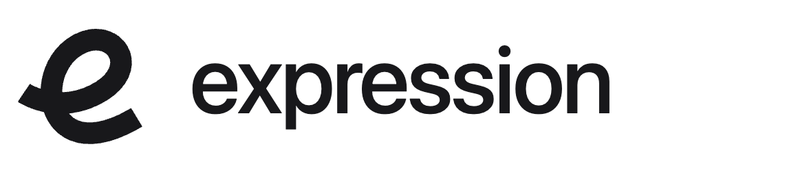 Brand lockup: single-stroke mark + “expression”