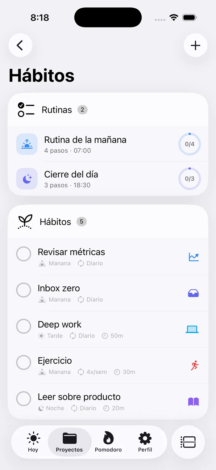 Los hábitos y las rutinas del día