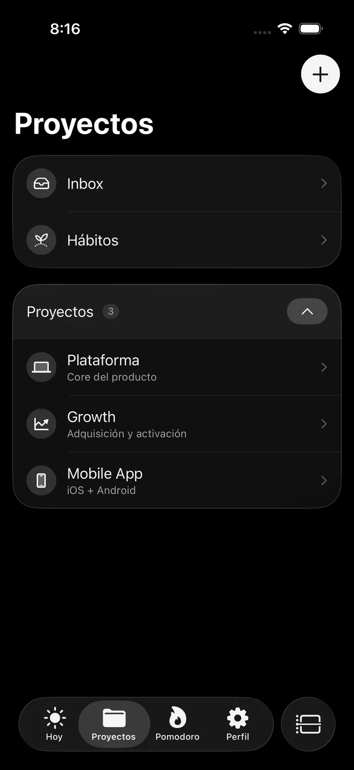 Los proyectos, agrupados