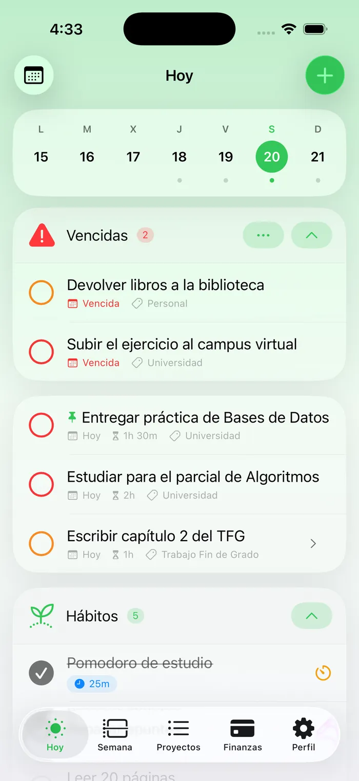 La semana de quien estudia